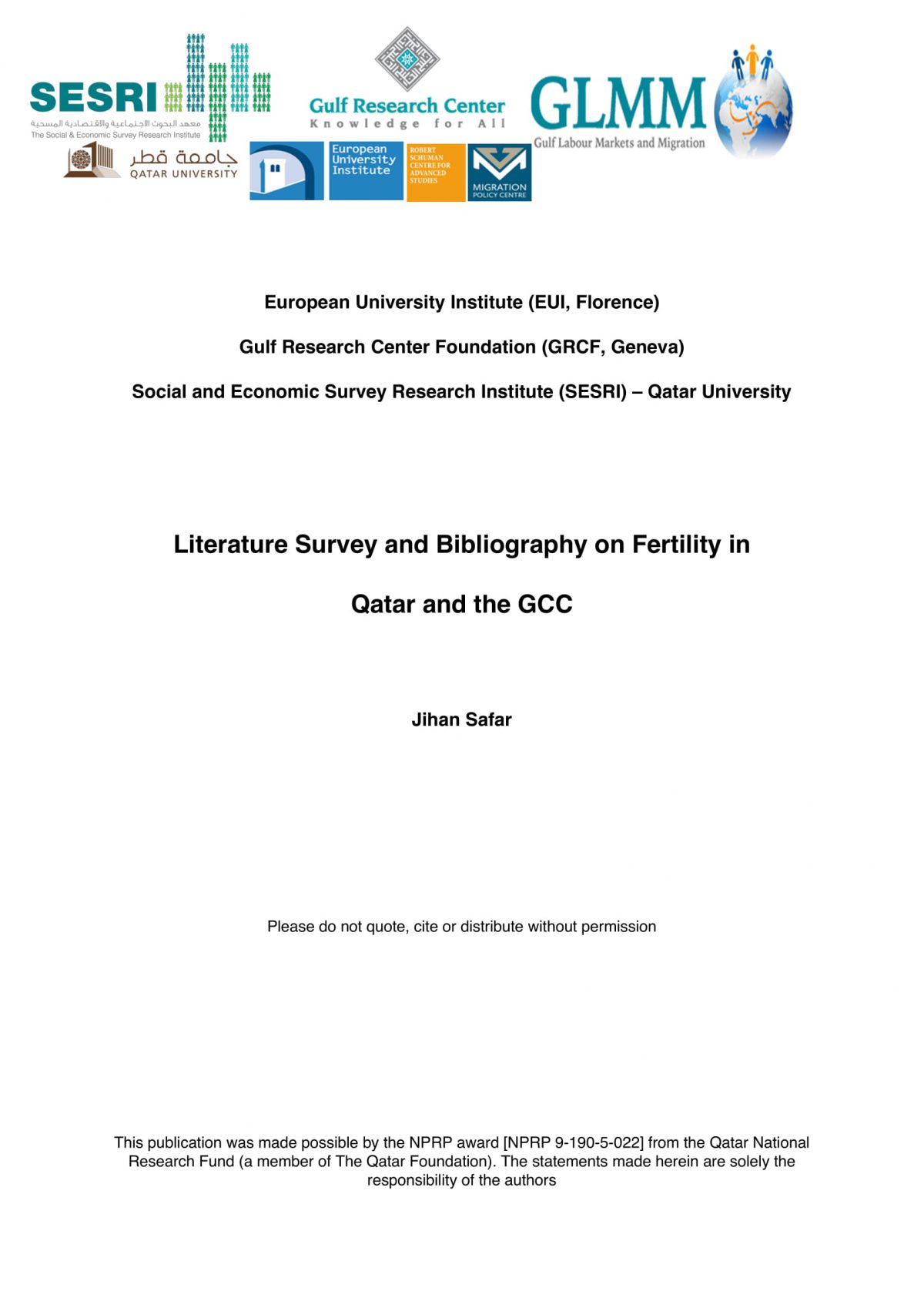 Literature Survey and Bibliography on Fertility in Qatar and the GCC